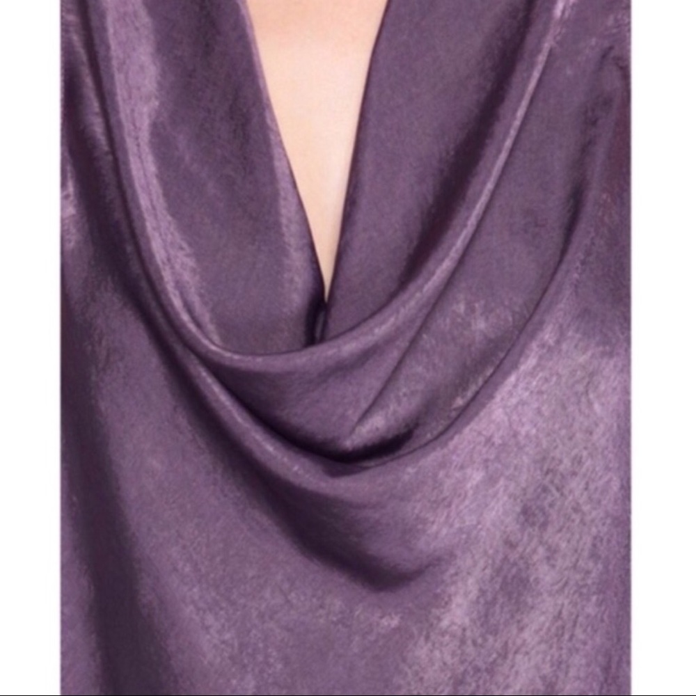 Purple Satin Cowl Neck Blouse - Picture 5 of 5
